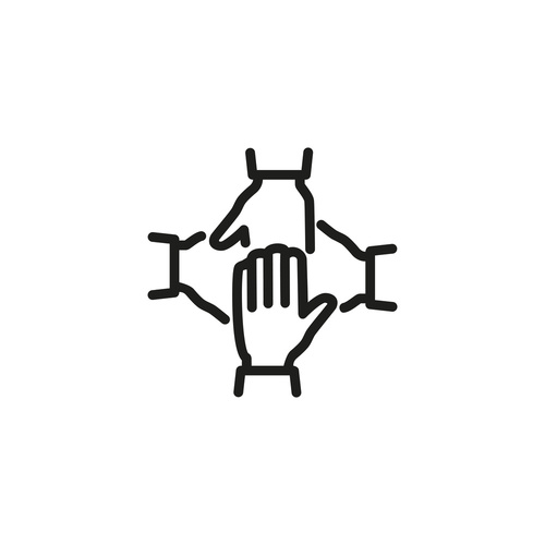 Stack of four hands line icon